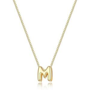 Bubble Gold Initial Necklace | 14K Gold Plated Box Chain
